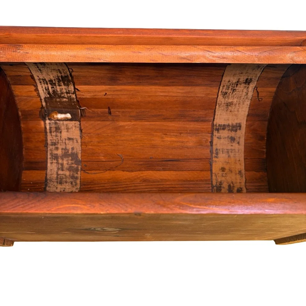 Vintage Wooden Roll Top Bread Box Kitchen Counter Storage Farmhouse Brown MCM